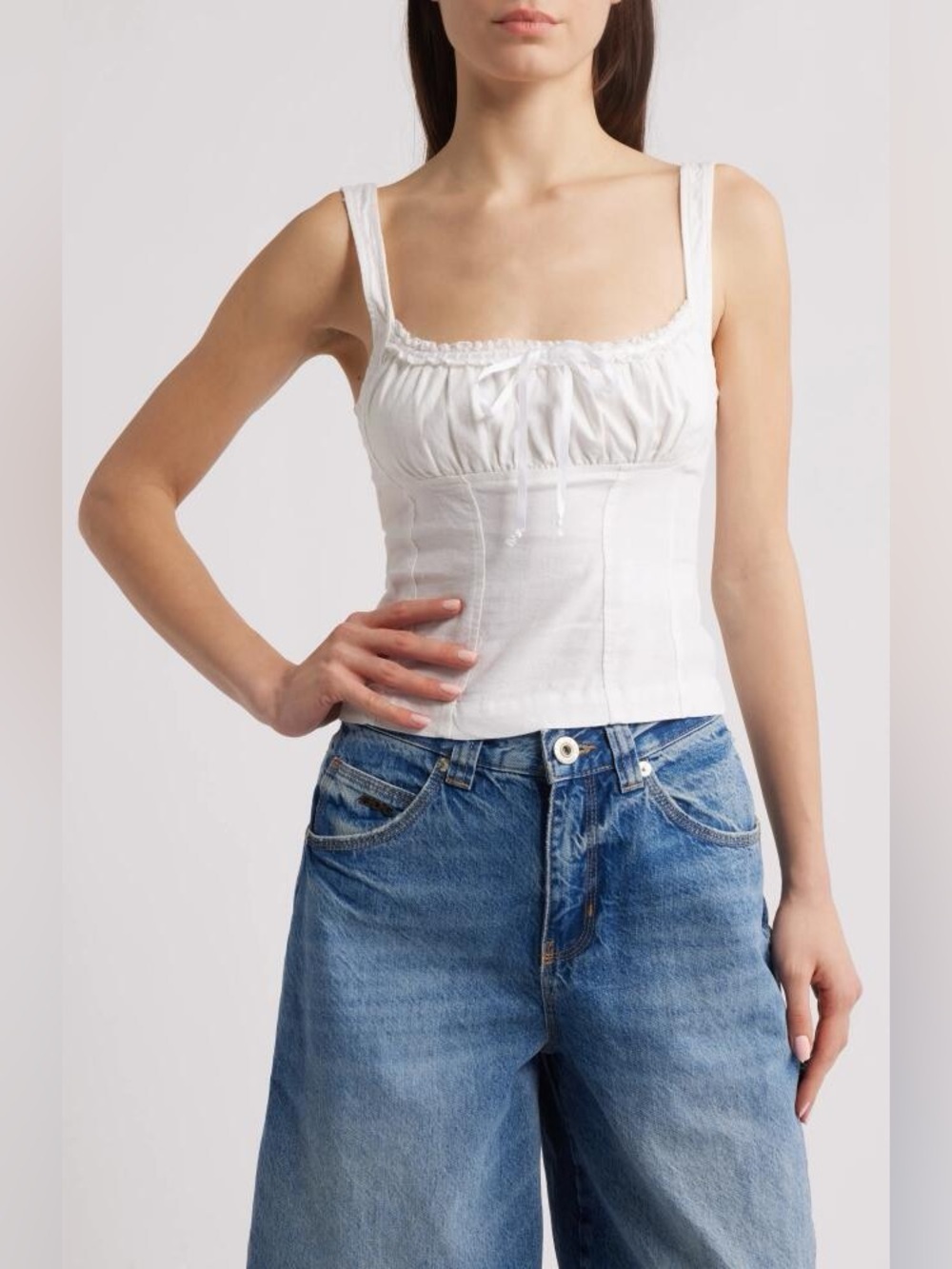 BDG LINEN MIX PRAIRIE CAMI - XL